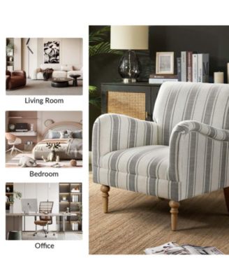 Erdahl Contemporary Arm Chair Stripe with wooden legs