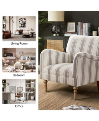 Erdahl Contemporary Arm Chair Stripe with wooden legs