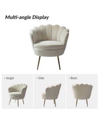 Modern Velvet Barrel Chair with Channel Tufted Back