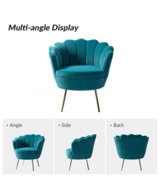 Modern Velvet Barrel Chair with Channel Tufted Back