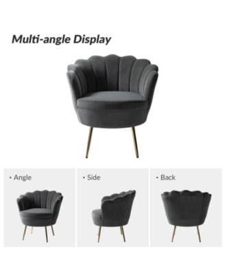 Modern Velvet Barrel Chair with Channel Tufted Back