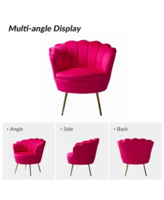 Modern Velvet Barrel Chair with Channel Tufted Back