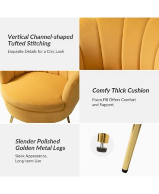 Modern Velvet Barrel Chair with Channel Tufted Back