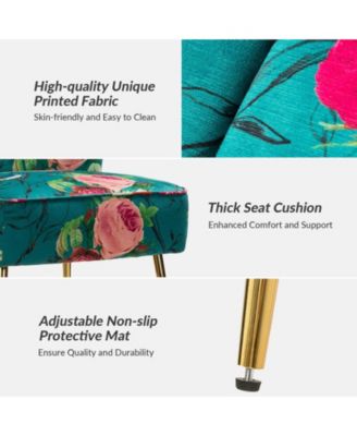 1 piece Tufted Floral Fabric Gold Metal Legs  Accent Chair