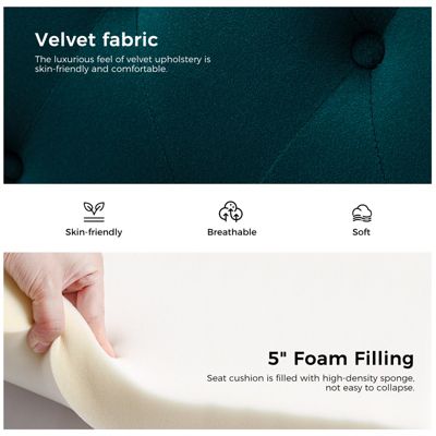 Jakub 28.5" W Velvet Tufted Polyester Armchair with Nailhead Trim