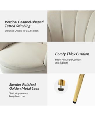 Modern Velvet Barrel Chair with Channel Tufted Back