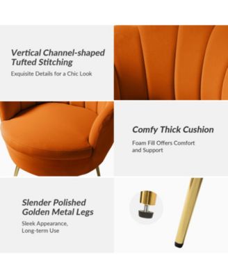 Modern Velvet Barrel Chair with Channel Tufted Back