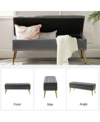 Kajana Transitional Velvet Upholstered Flip Top Storage Bench