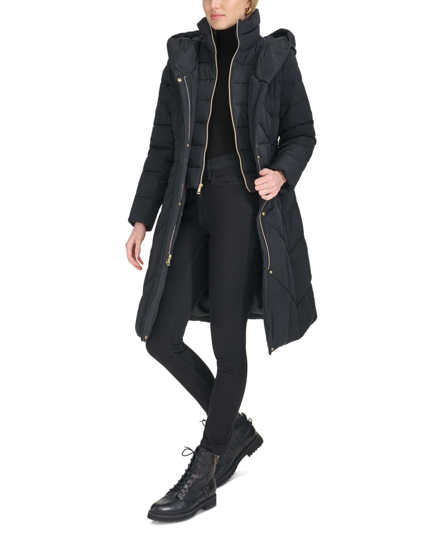 Women's Bibbed Hooded Puffer Coat