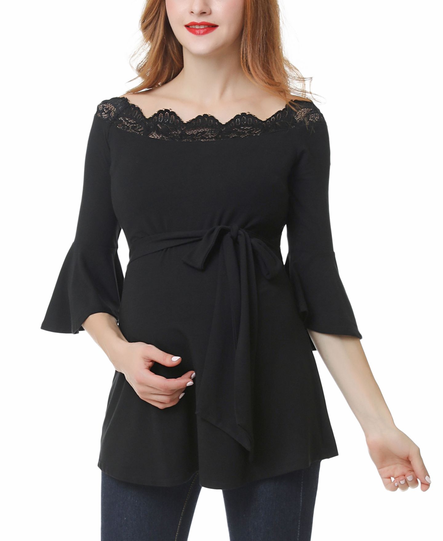 Женский топ kimi + kai Maternity Arya Off-the-Shoulder Top, цвет: Чёрный — фото 1