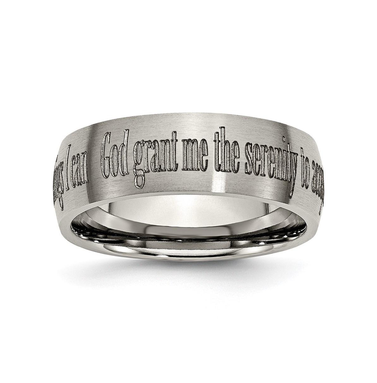 Titanium Brushed Serenity Prayer Wedding Band Ring - Grey