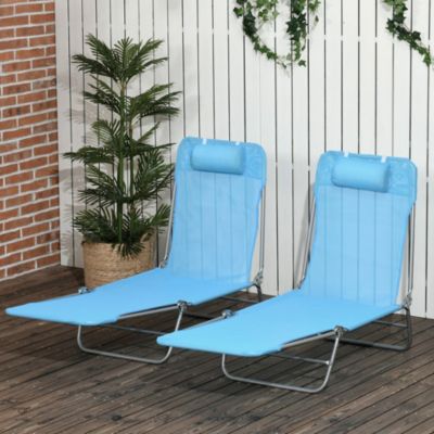 2-Piece Folding Chaise Lounge, Reclining Pool Chairs,
