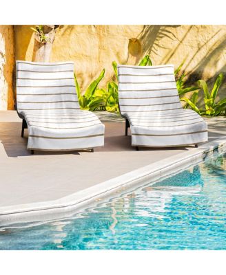 Cotton Terry Lounge Chair Covers, 2-Pack, 30" x 85" with Pocket Design