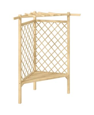 Wooden Garden Bench with Screen Backrest, Climbing Vine, Natural