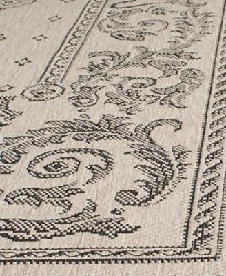 Courtyard CY1356 Sand and Black 5'3" x 7'7" Outdoor Area Rug