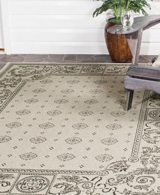 Courtyard CY1356 Sand and Black 8' x 11' Outdoor Area Rug