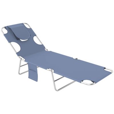 Folding Outdoor Lounge w/ Face Hole, 5-level Recline,
