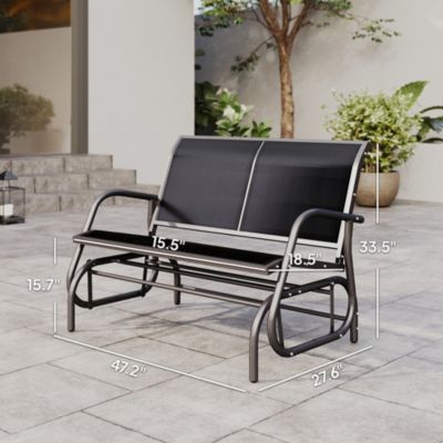 2-Person Outdoor Glider Bench Patio Double Swing Rocking Chair Loveseat with Power Coated Steel Frame for Backyard Garden Porch