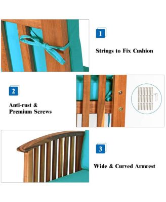 SUGIFT 4 Pieces Patio Solid Wood Furniture Set with Water Resistant Cushions