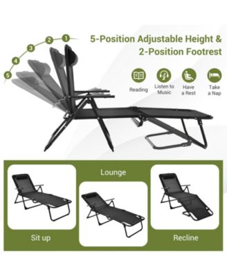 SUGIFT 3 Pieces Patio Folding Chaise Lounge Set with PVC Tabletop