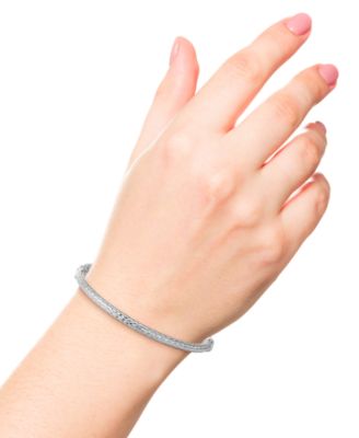 2-Pc. Set Textured Medium Hoop Earrings & Matching Bangle Bracelet in Sterling Silver, Created for Macy's