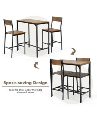 3 Pieces Bar Table Set with 2 Stools