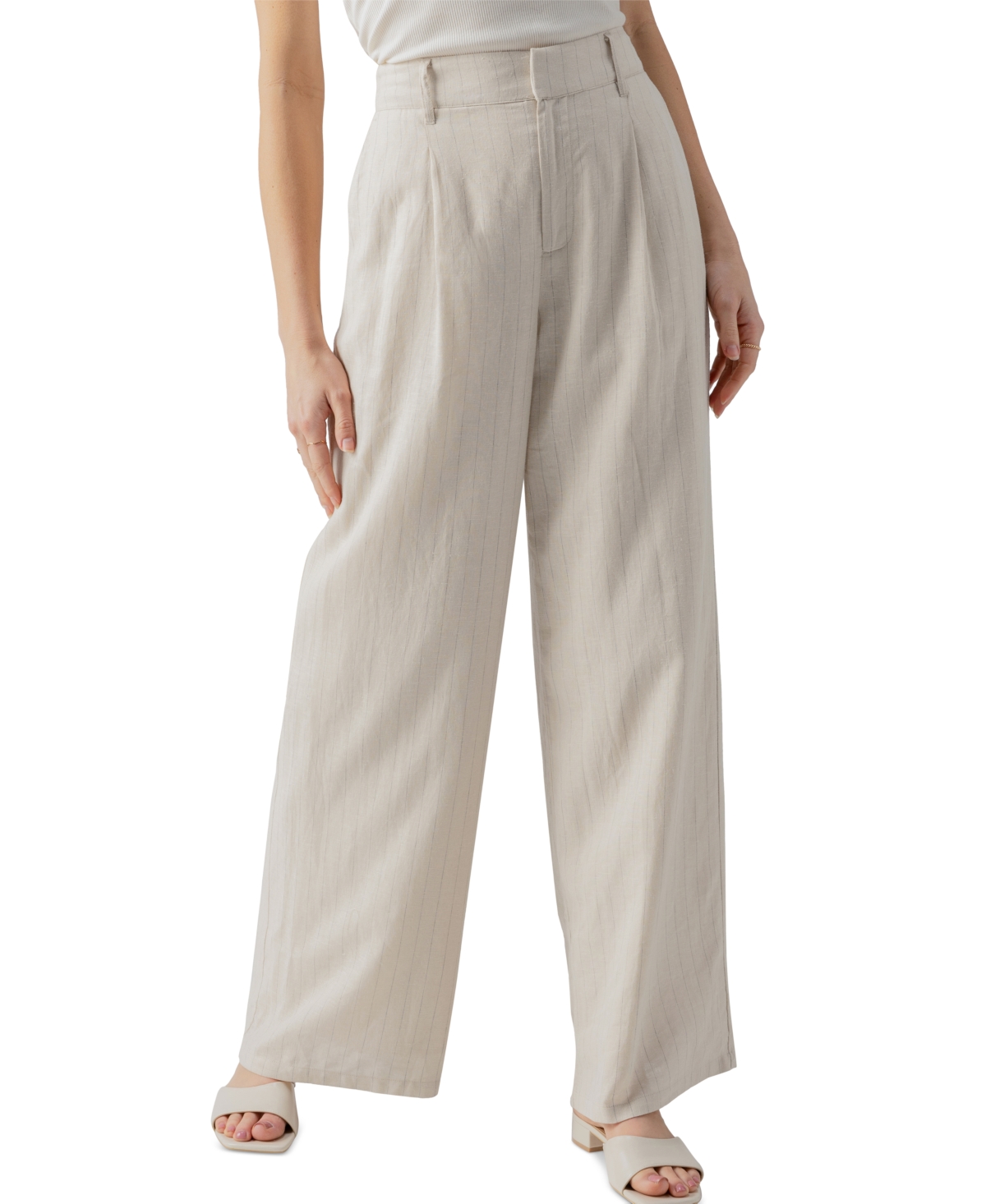Shop Sanctuary Women's Pleated-front Wide-leg Trousers In Vineyard Stripe