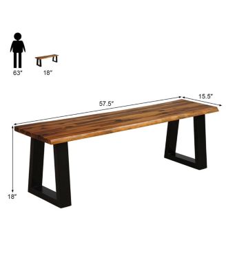 Solid Acacia Wood Patio Bench Dining Bench Seating Chair