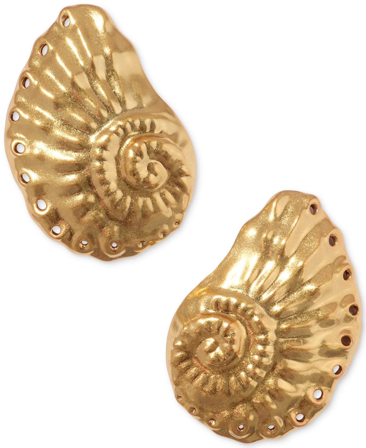 Gold-Tone Shell Statement Stud Earrings - Vin Gld Me