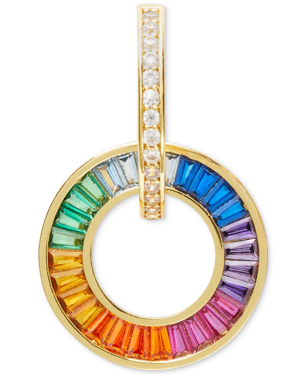 Kate Spade New York Gold-Tone Pave &color Mixed Stone Circle Charm Hoop Earrings