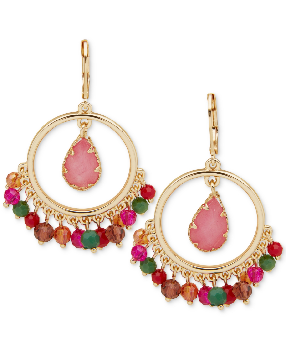 Shop Lonna & Lilly Gold-tone Beaded Orbital Stone Drop Earrings In Multi