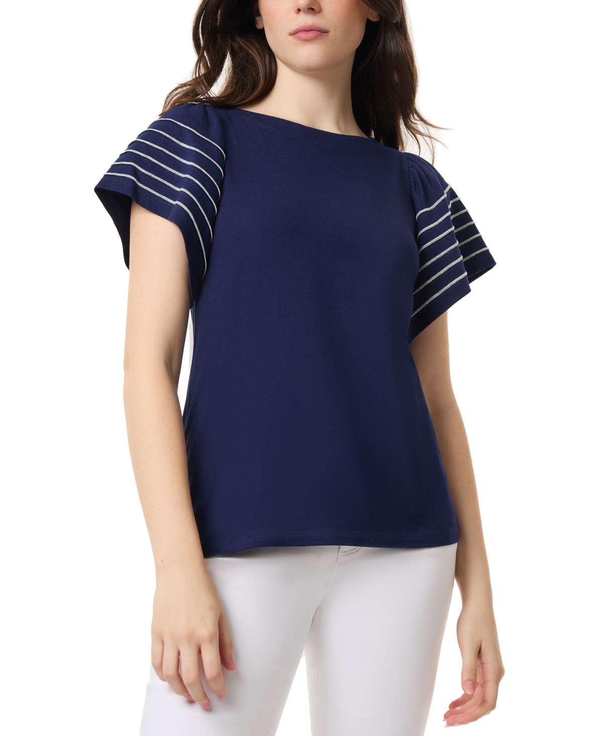 Women's Boat-Neck Flutter-Sleeve Top - Bright Orc