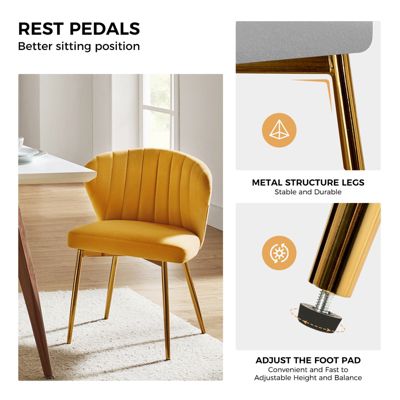 Aruna Velvet Side Chair with Metal Legs