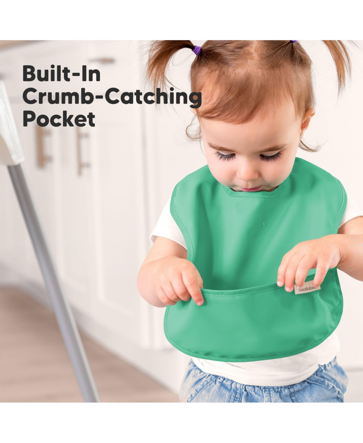 KeaBabies 3-Pack Waterproof Baby Bibs for Eating, Lightweight, Mess Proof Toddler Bibs with Food Catcher