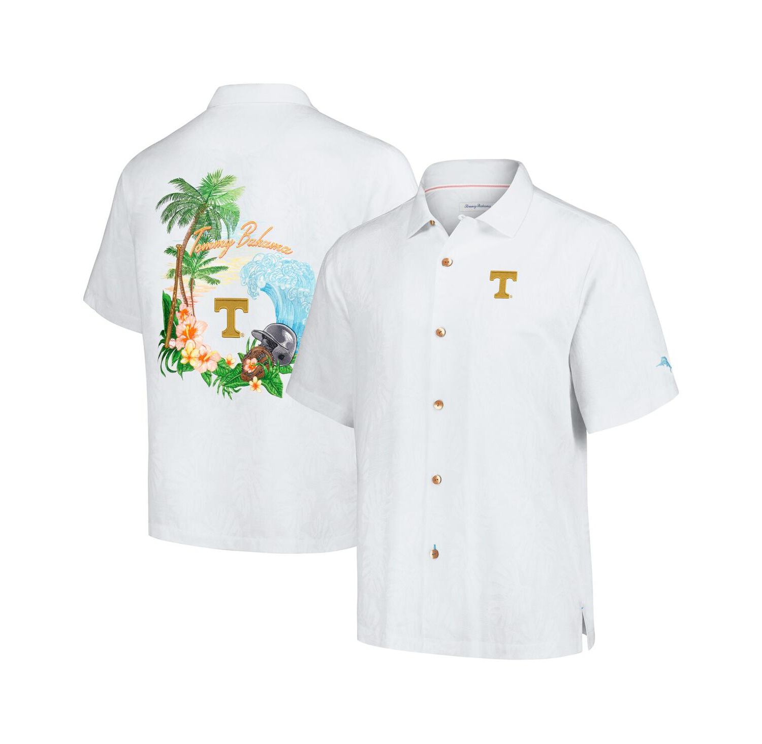 Men's White Tennessee Volunteers Castaway Game Camp Button-Up Shirt