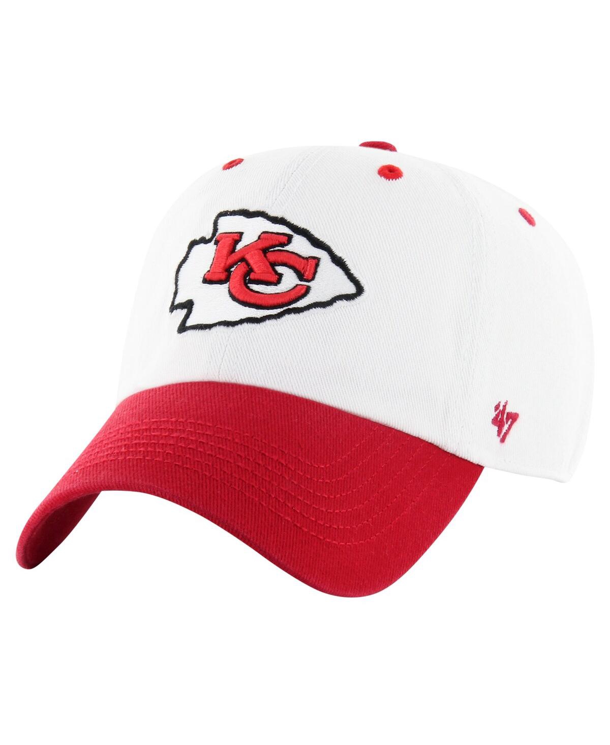 47 Men's White/Red Kansas City Chiefs Double Header Diamond Clean Up Adjustable Hat - White Red