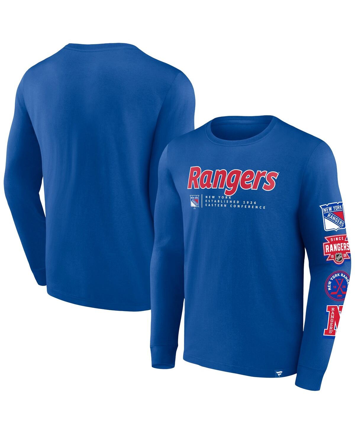 Shop Fanatics Branded Men's Blue New York Rangers Strike The Goal Long Sleeve T-shirt In Deep Royal