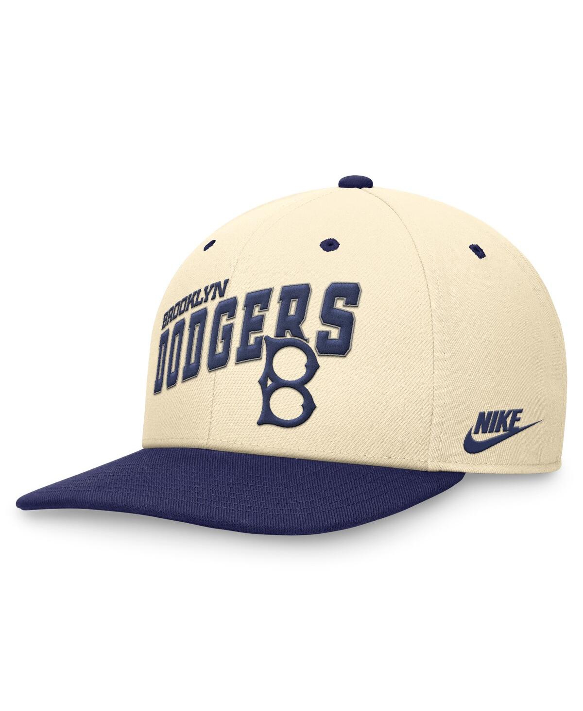 Shop Nike Men's Cream/royal Brooklyn Dodgers Rewind Cooperstown Collection Performance Snapback Hat In Coconloyal