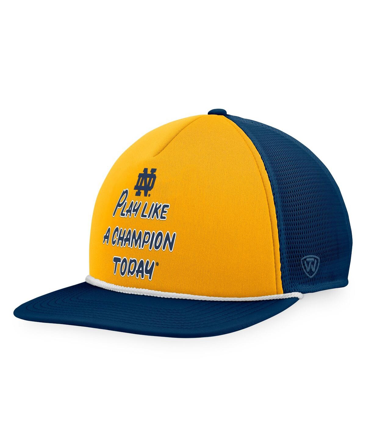 Shop Top Of The World Men's Navy/gold Notre Dame Fighting Irish Play Like A Champion Today Foam Trucker Adjustable Hat In Tr Ny,cg G