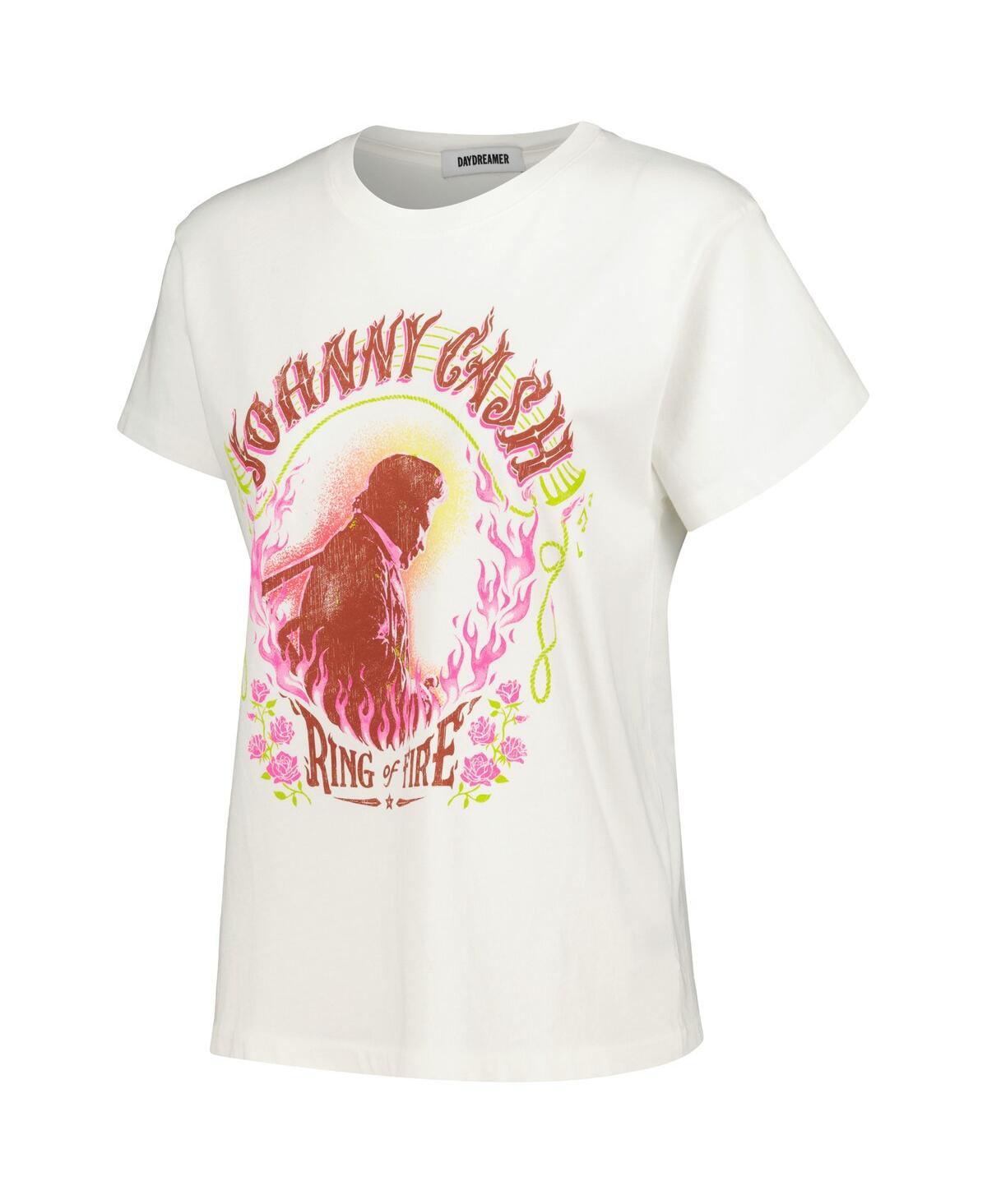 Shop Daydreamer Women's White Johnny Cash Ring Of Fire Tour T-shirt In White No C