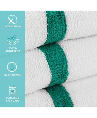 Power Gym Hand Towels (12 Pack),  16x27, White with Colored Stripe, 100% Ring-Spun Cotton