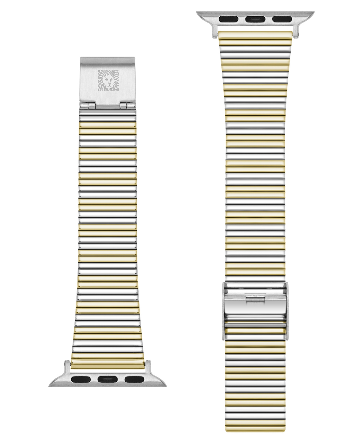 Anne Klein Women's Two-Tone Stainless Steel Ribbed Bracelet designed for Apple Watch 42mm (Series 10) & 38/40/41mm - Gold-Tone/Silver-Tone