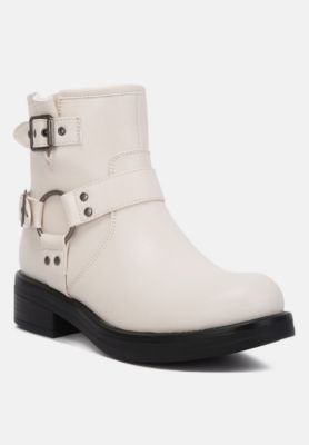 Womens Allux Brushed Faux Leather Pin Buckle Boots