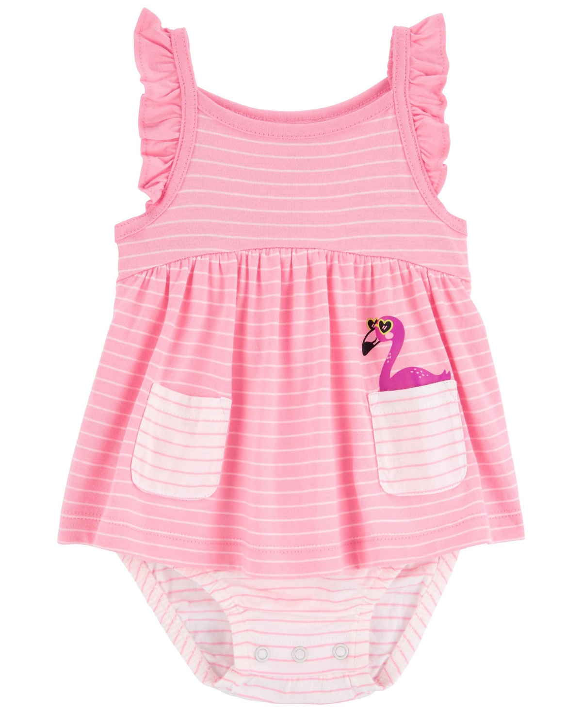 Carter's Baby Girls Flamingo Sunsuit In Pink