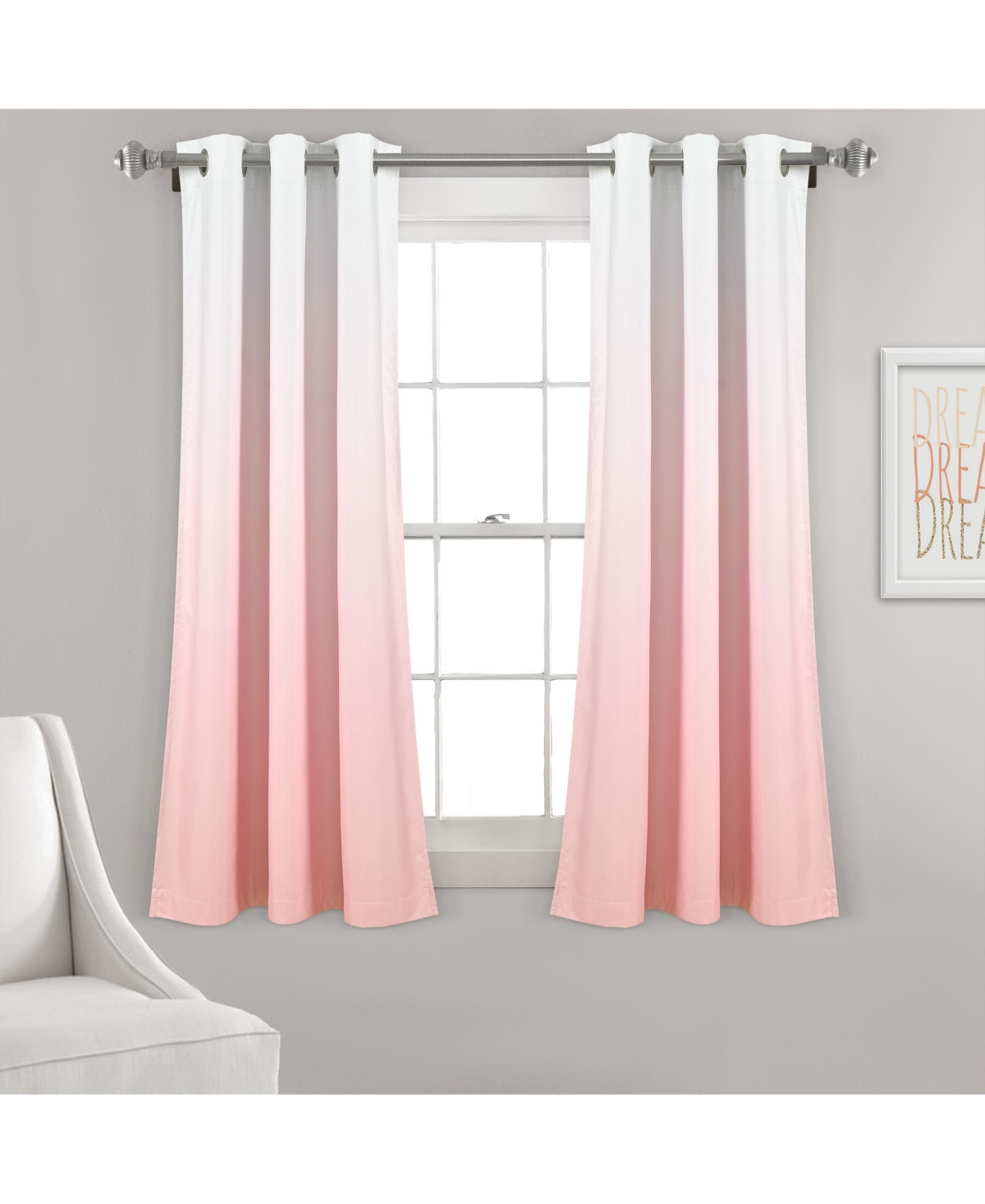 Mia Ombre Insulated Grommet Blackout Window Curtain Panels - Blush