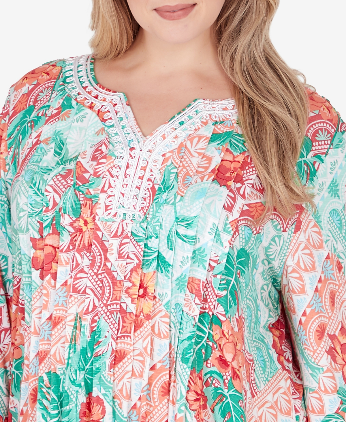 Shop Ruby Rd. Plus Size Tropical Island Top In Punch Multi