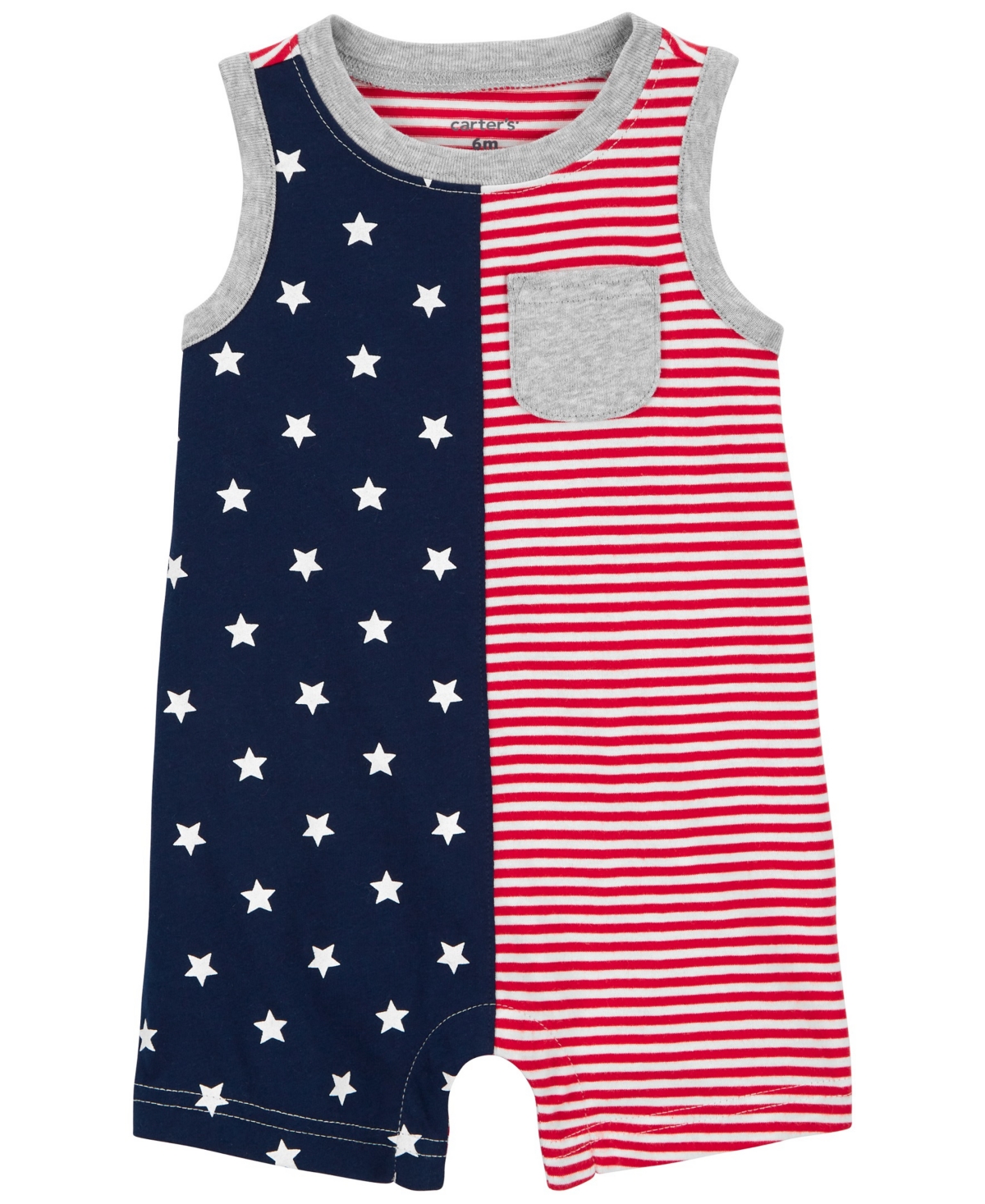 Carter's Baby Boys 4th Of July Romper In Red,white,heather