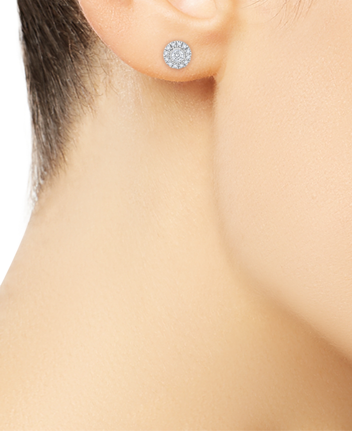 Shop Macy's Diamond Halo Stud Earrings (1/4 Ct. T.w.) In 14k White Gold