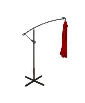 10 Ft Outdoor Solar LED Cantilever Umbrella with Base Weights