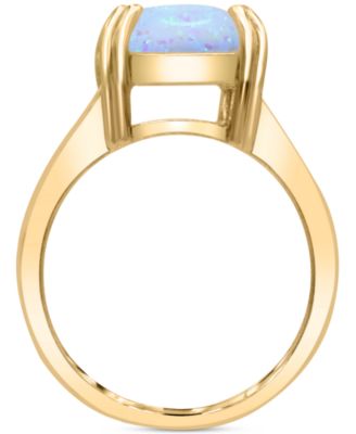 Lab-Grown Opal Emerald-Cut Statement Ring in 14k Gold-Plated Sterling Silver 